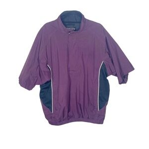 Dryjoys Footjoy Men SZ L Short Sleeve 1/4 Zip Snap Pullover Jacket Windbreaker
